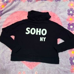 SOHO NY cowl neck long sleeve black sweater